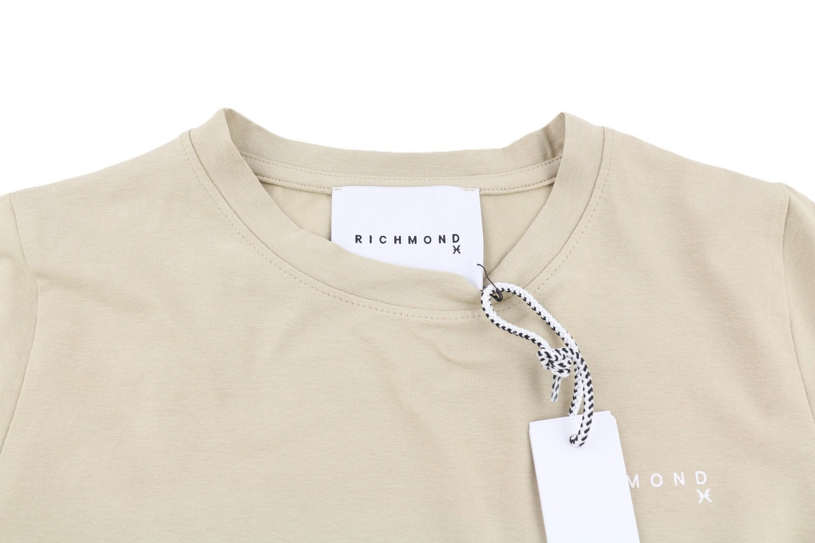 RICHMOND Women's T-Shirt S Beige Crew Short Sleeve Logo Stretch All Seasons