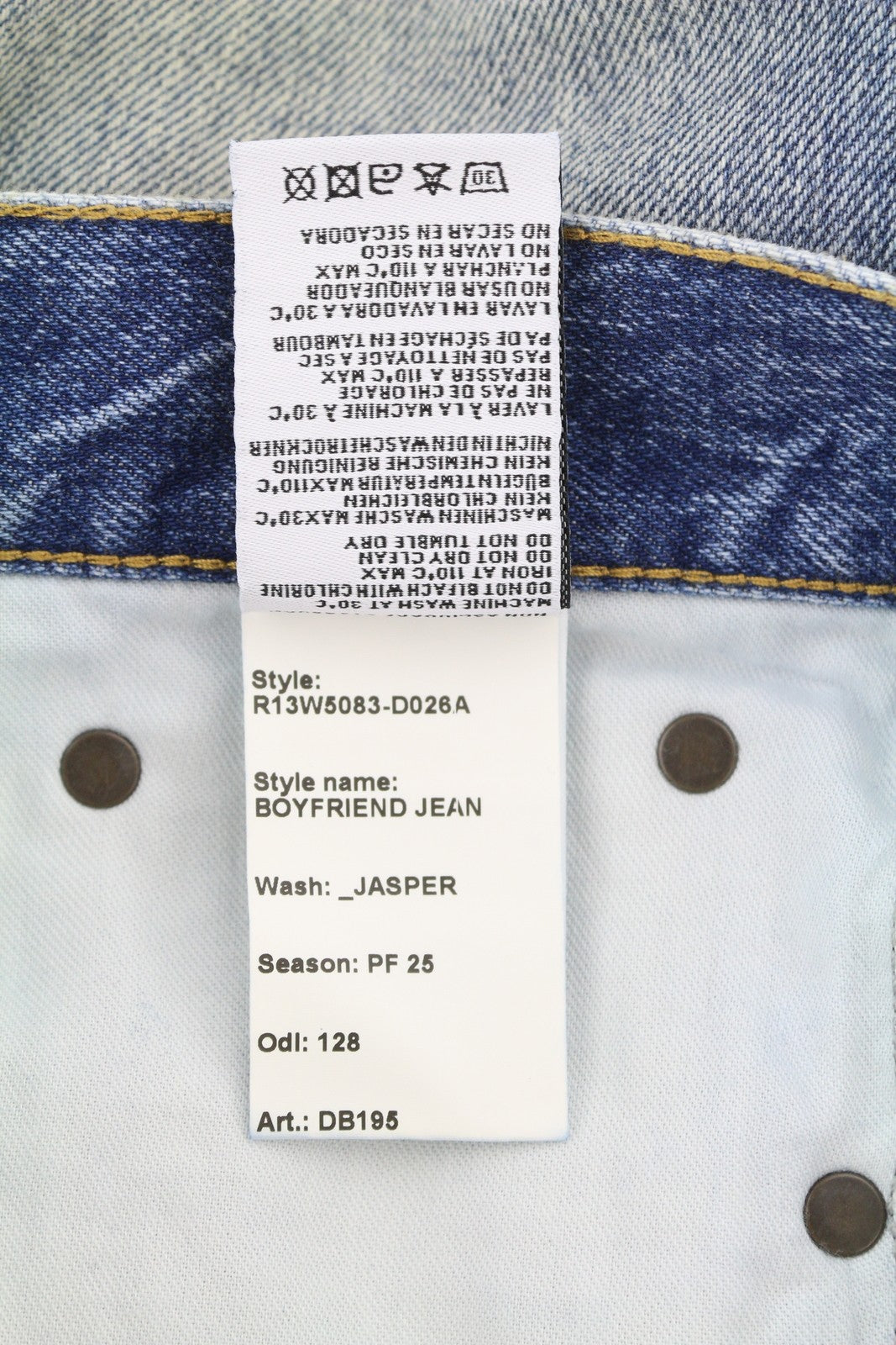 R13 Boyfriend Women Jeans 27 Jasper Cropped Whiskers Faded Blue PF25 RRP699