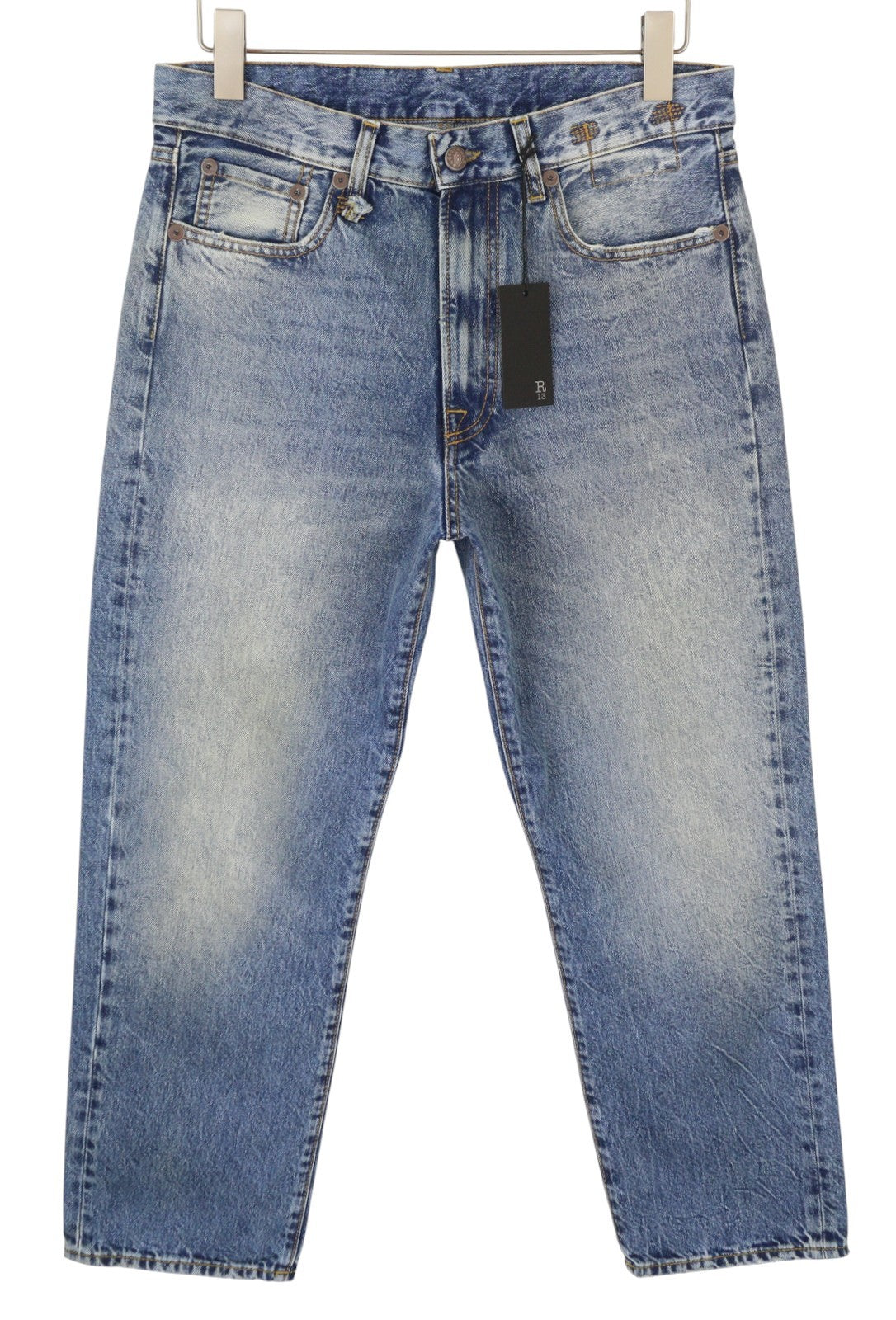 R13 Boyfriend moteriški džinsai 27 Jasper trumpinti ūsai išblukusi mėlyna PF25 RRP699 