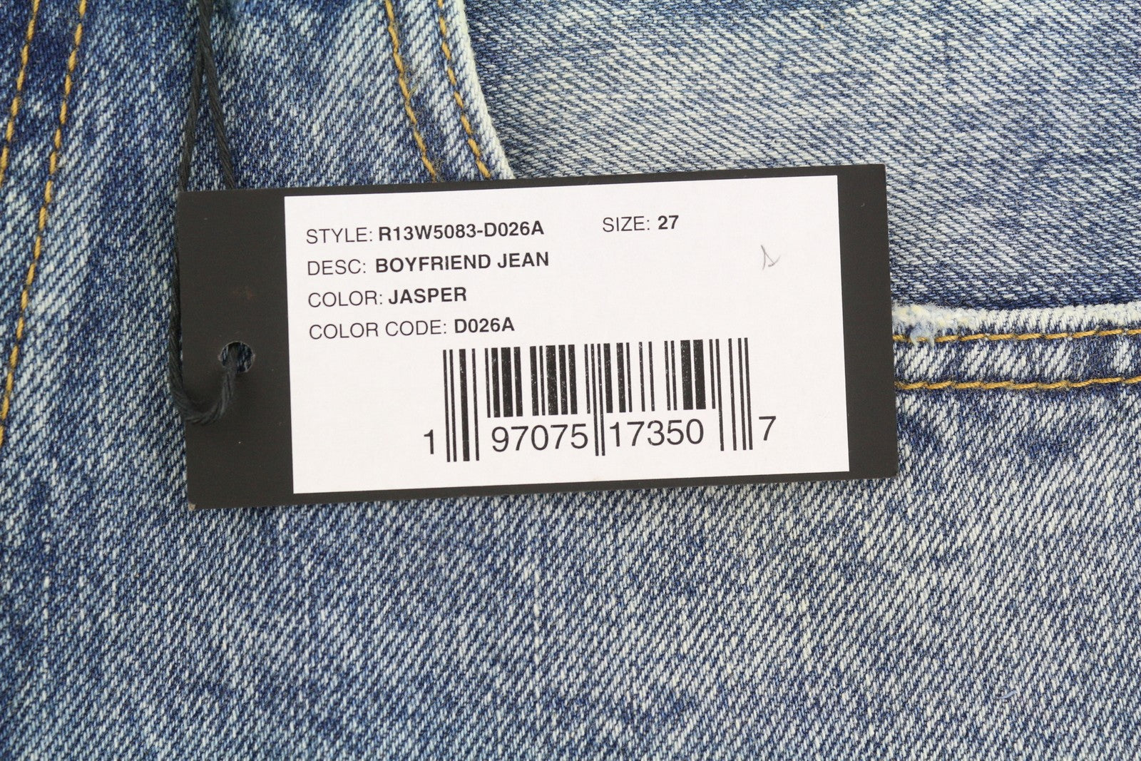 R13 Boyfriend Women Jeans 27 Jasper Cropped Whiskers Faded Blue PF25 RRP699