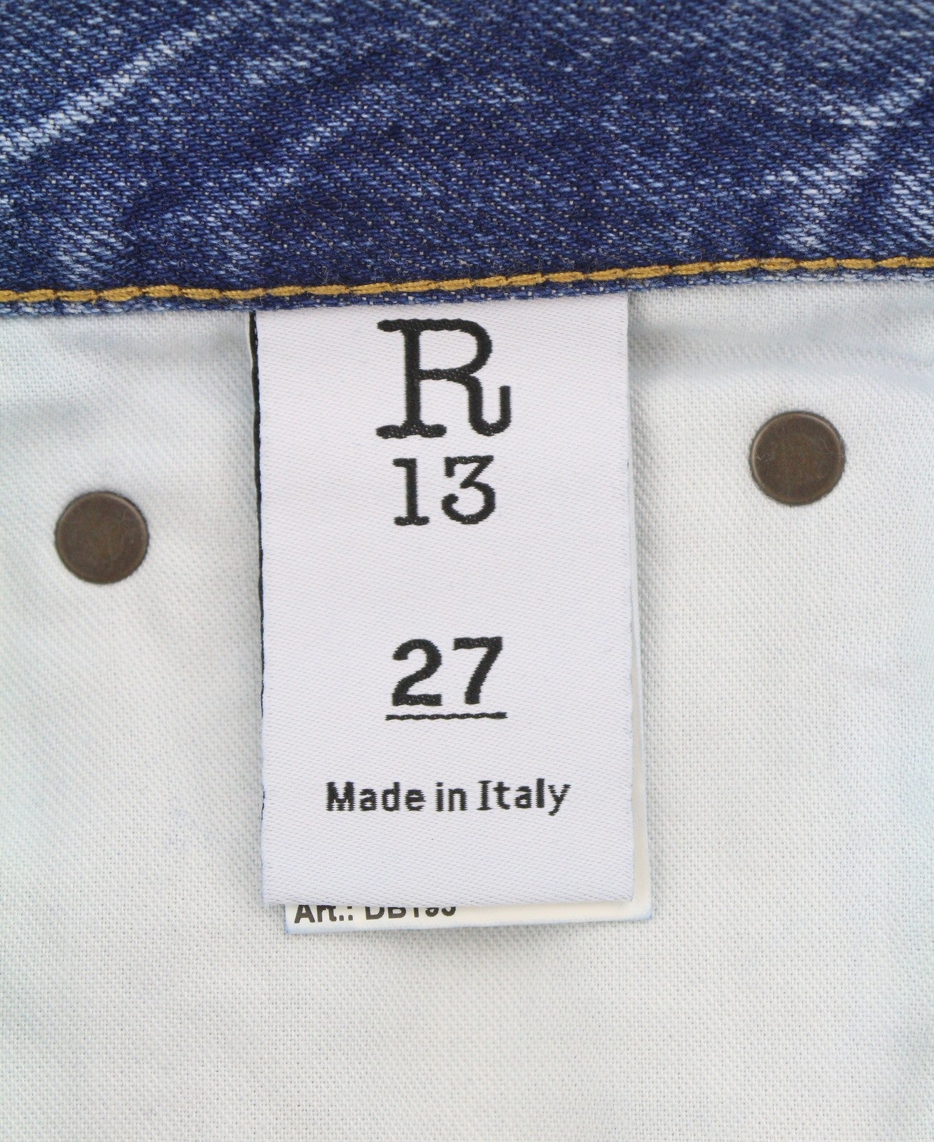 R13 Boyfriend Women Jeans 27 Jasper Cropped Whiskers Faded Blue PF25 RRP699