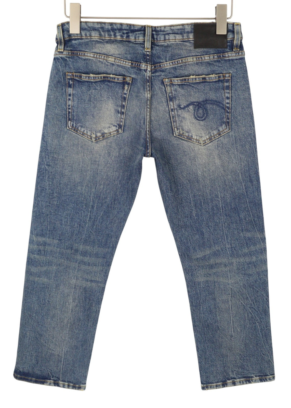 R13 Boy Straight Women Jeans 27 Kelly Stretch Cropped Faded Blue Denim RRP699