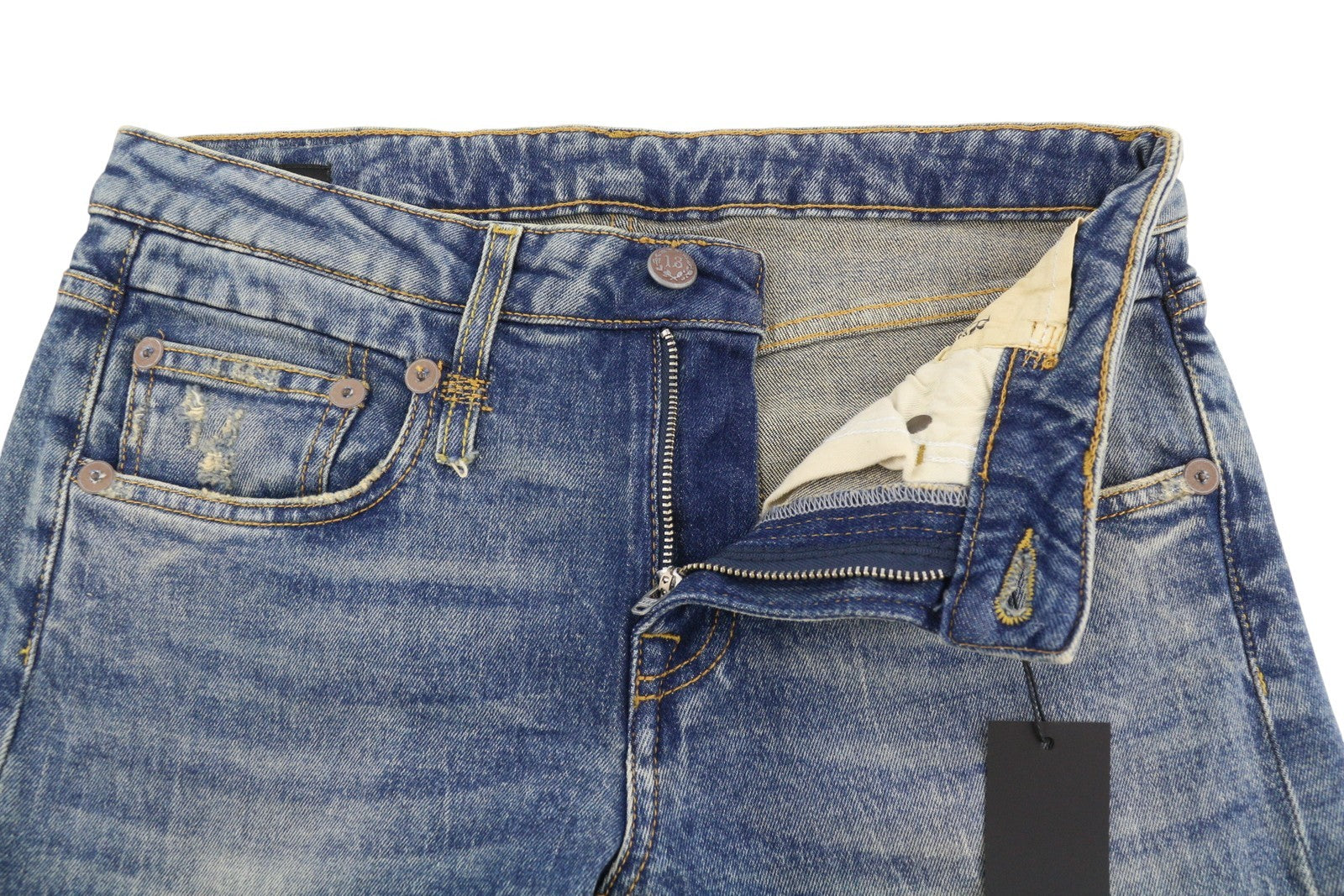 R13 Boy Straight Women Jeans 27 Kelly Stretch Cropped Faded Blue Denim RRP699