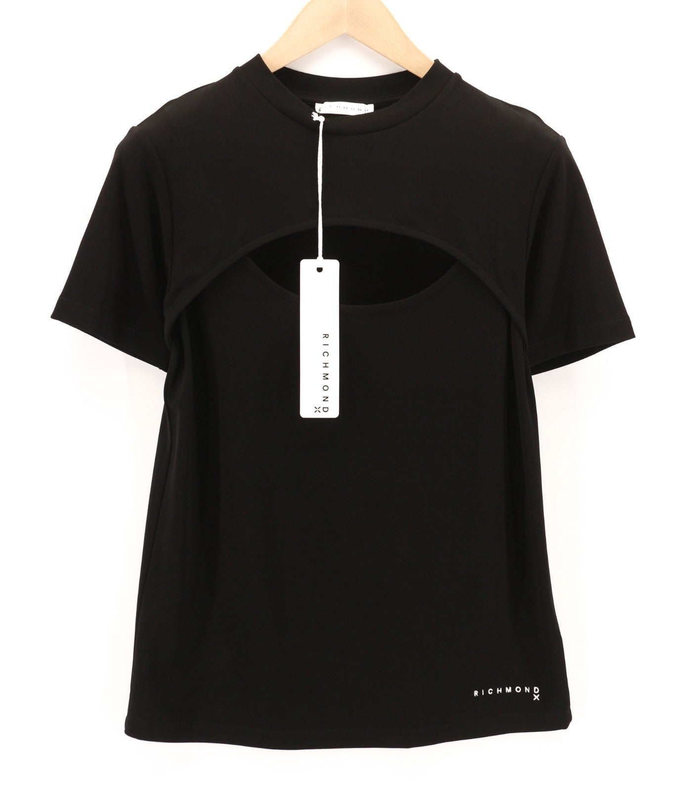 RICHMOND moteriški marškinėliai S juodi su apvalia iškirpte ir trumpomis rankovėmis, logotipu visiems metų laikams 