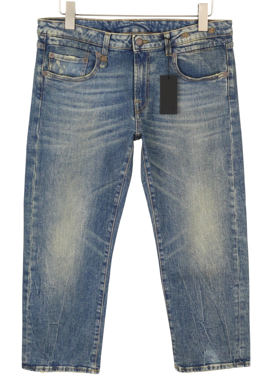 R13 berniukiški tiesūs moteriški džinsai, 31, Kelly tamprūs, trumpi, išblukintos mėlynos spalvos, PS25, RRP699