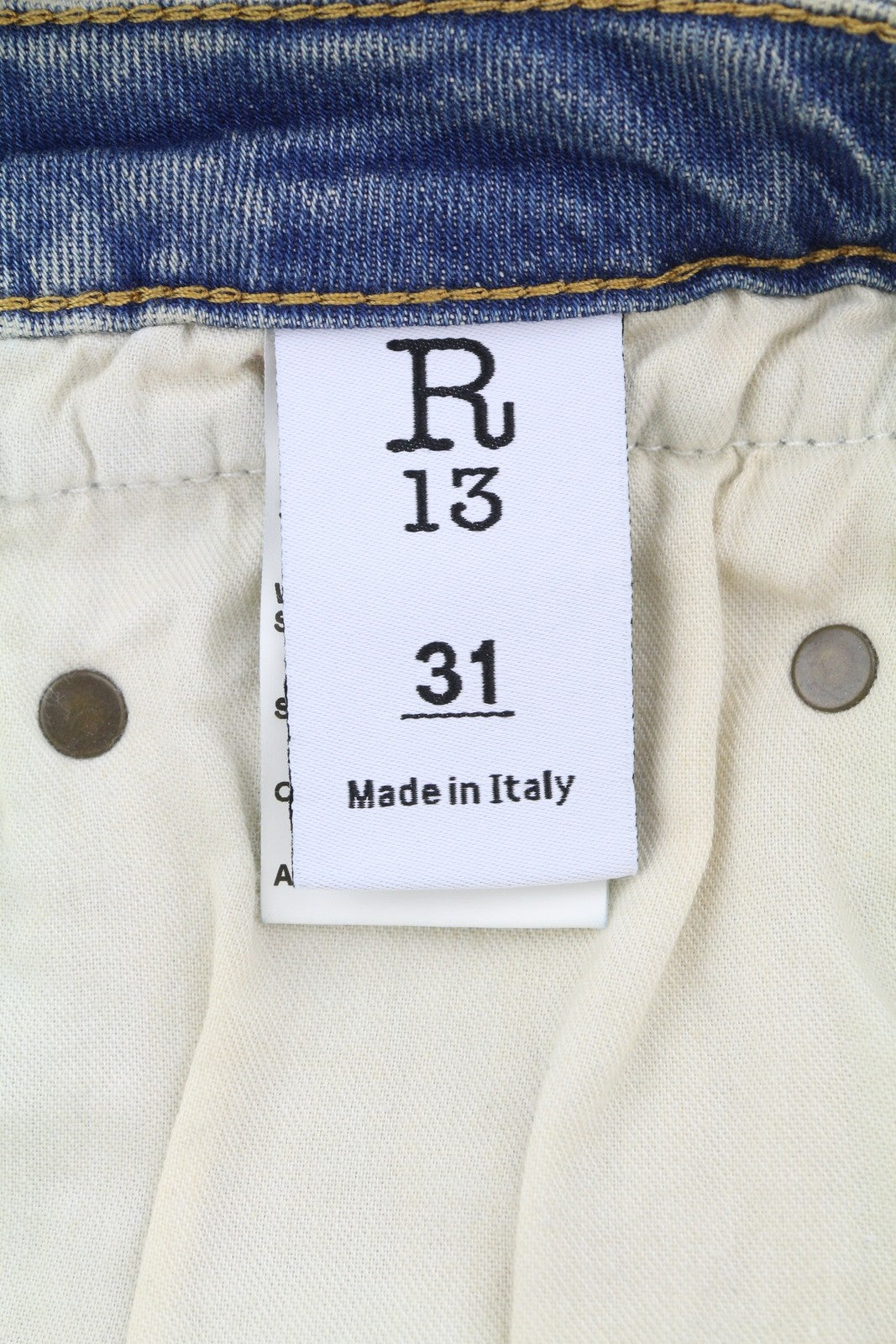 R13 Boy Straight Women Jeans 31 Kelly Stretch Cropped Faded Blue PS25 RRP699