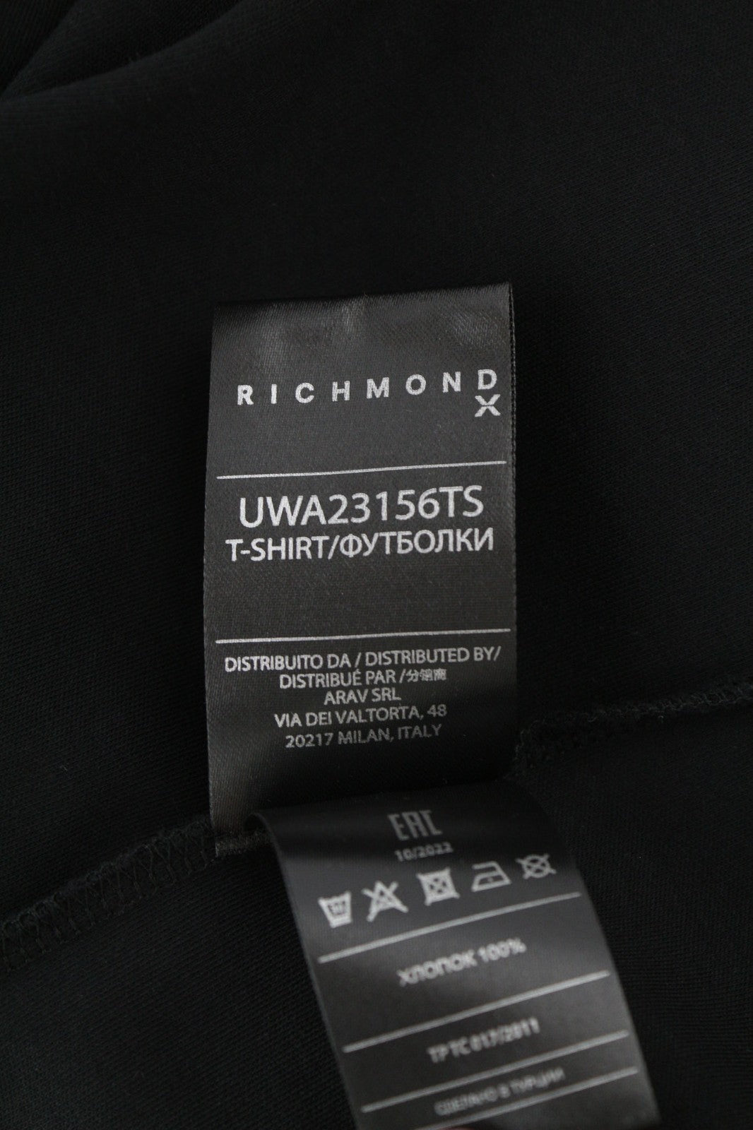 RICHMOND moteriški marškinėliai S juodi su V formos iškirpte ir trumpomis rankovėmis, laisvalaikio stiliaus, visiems metų laikams 