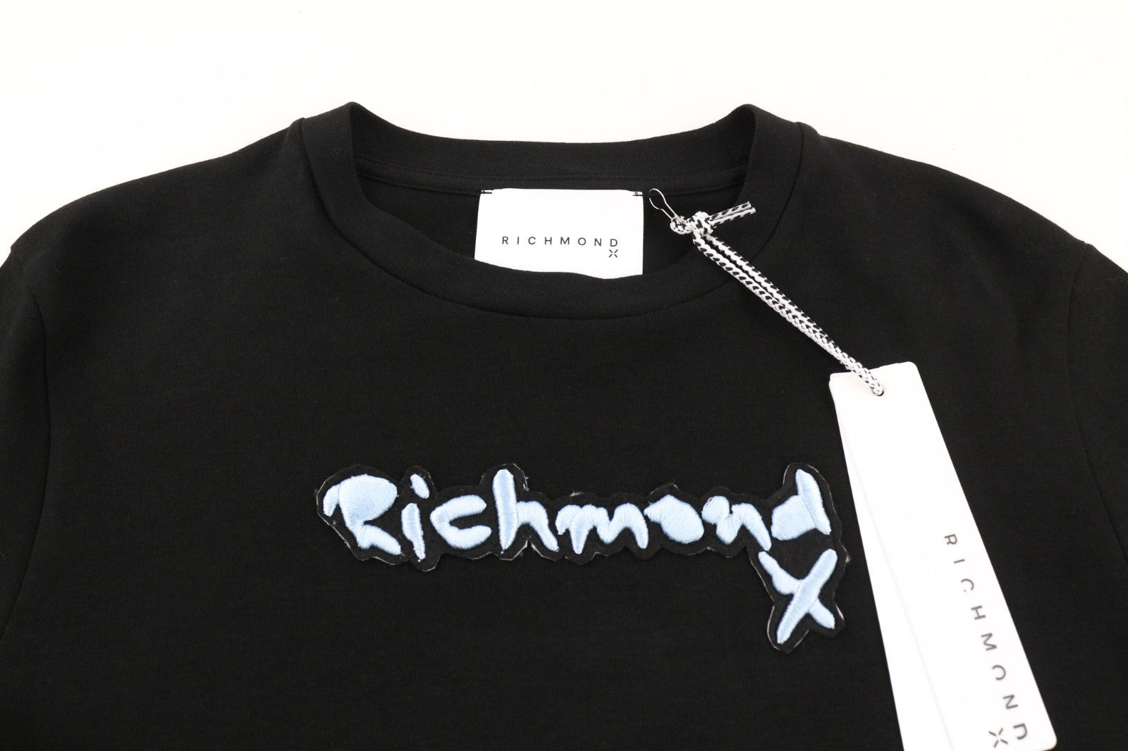 JOHN RICHMOND Men's T-Shirt M Black Crew Short Sleeve Logo Print All Seasons