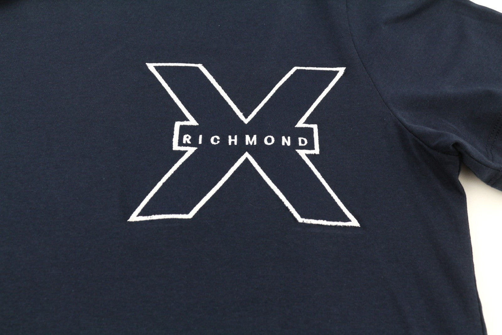 RICHMOND Men's T-Shirt M Dark Blue Crew Short Sleeve Front Logo All Seasons