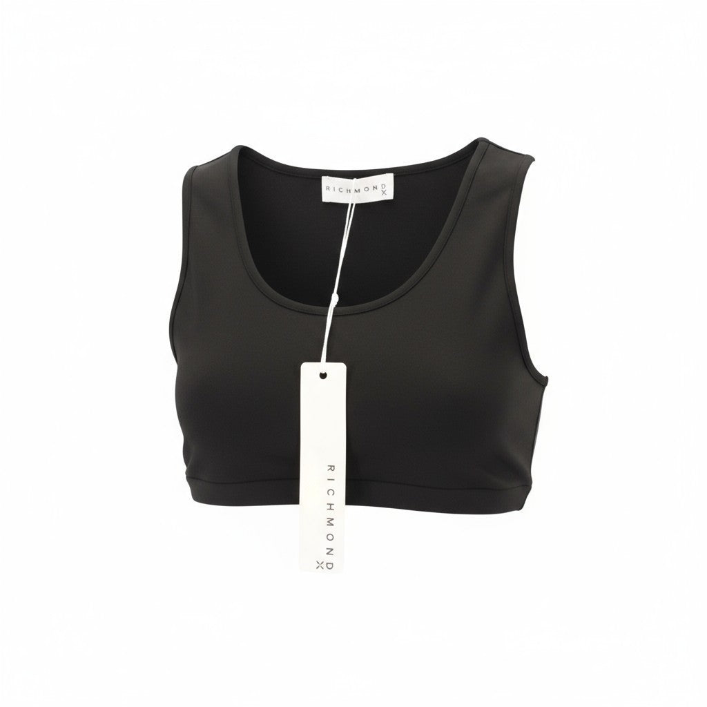 RICHMOND Fitness moteriški marškinėliai S juodi trumpi marškinėliai su apvalia iškirpte, logotipu, visiems metų laikams 