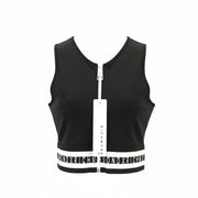 RICHMOND Fitness Women's T-Shirt S Black Sleeveless Zip Crew Crop Logo Stretch
