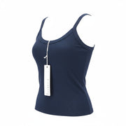 RICHMOND moteriški marškinėliai S dydžio, tamsiai mėlyni, be rankovių, briaunoti logotipu, apvalios kaklo iškirptės, įprasto dydžio 