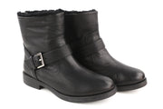 HUGO BOSS Lia Biker-Fur Women's Boots EU39 Black Leather Real Fur Buckled