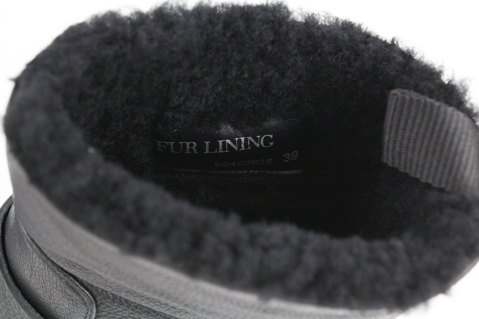 HUGO BOSS Lia Biker-Fur Women's Boots EU39 Black Leather Real Fur Buckled