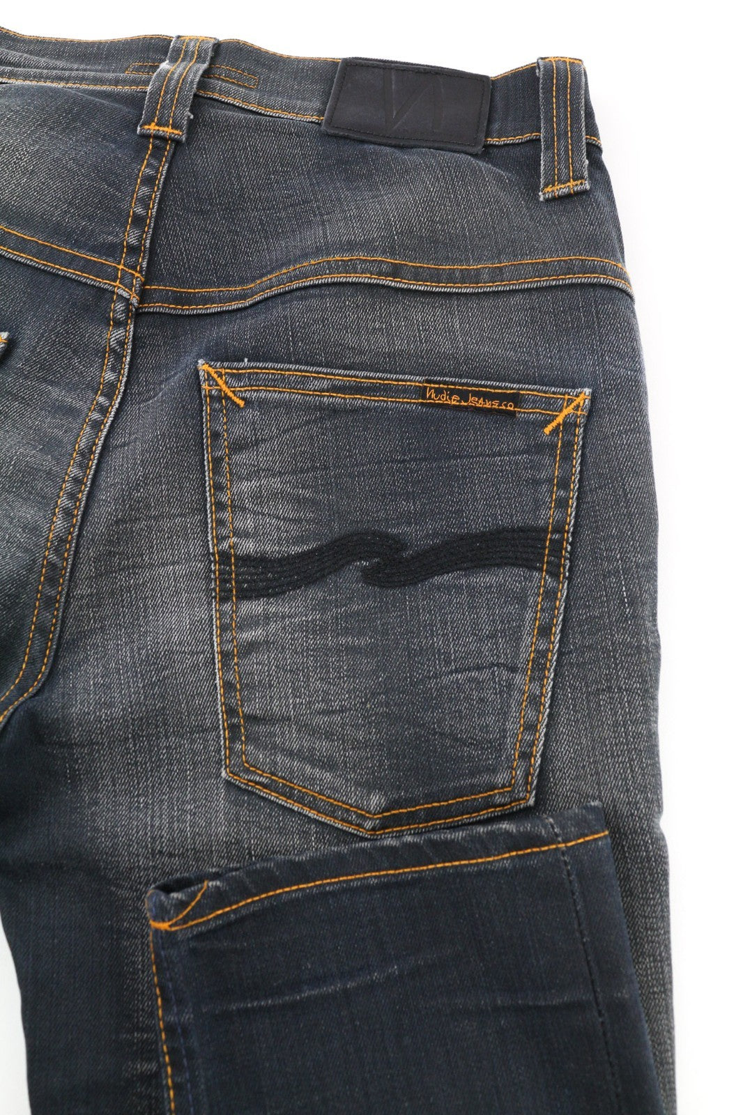 NUDIE JEANS Thin Finn Grey Authentique Naudoti Vyriški Džinsai W28/L34 Slim Cotton Zip Užtrauktukas 