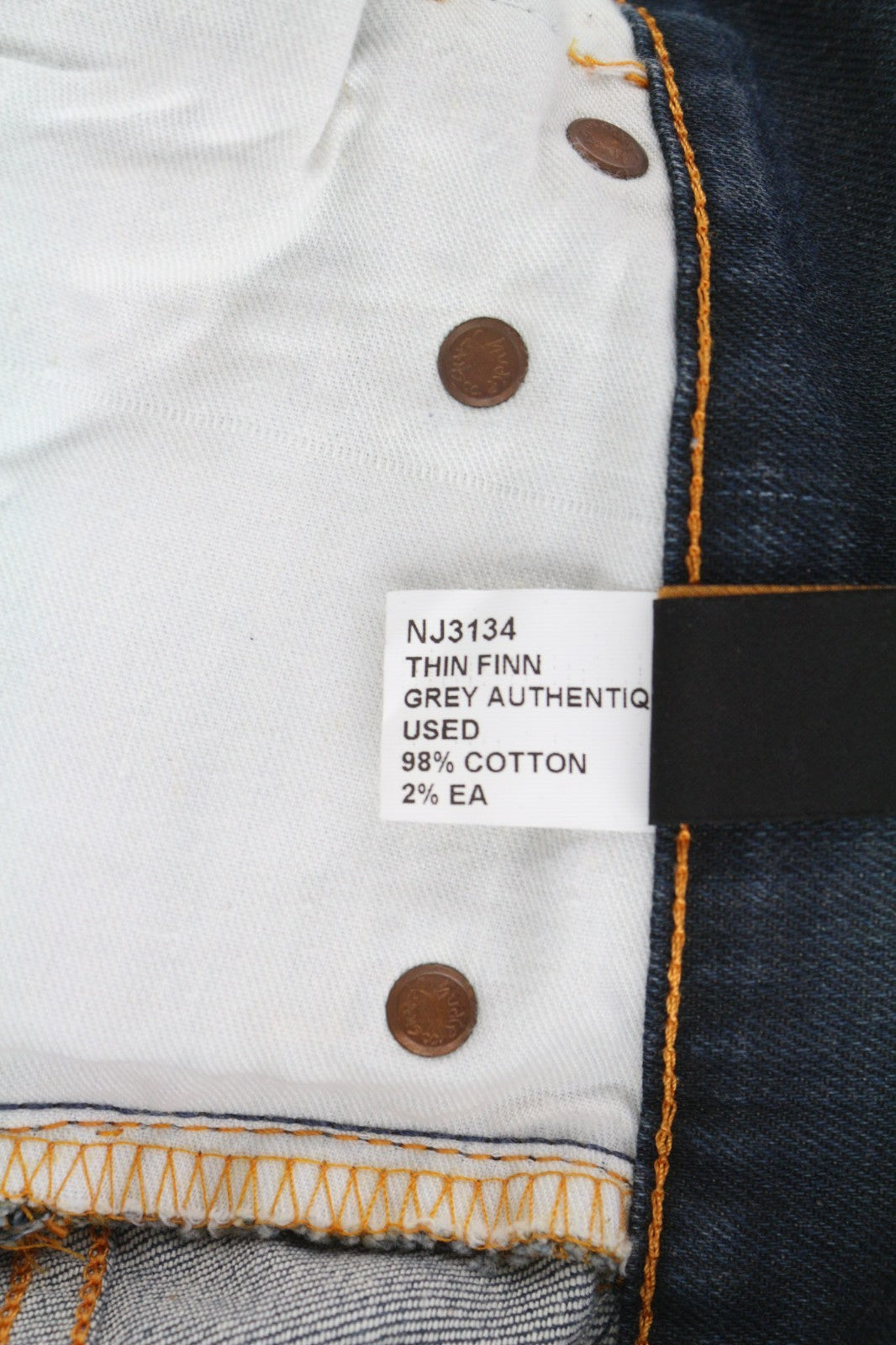 NUDIE JEANS Thin Finn Grey Authentique Naudoti Vyriški Džinsai W28/L34 Slim Cotton Zip Užtrauktukas 