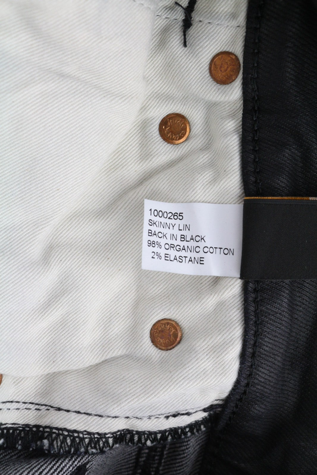 NUDIE JEANS Skinny Lin Women's Jeans W26/L32 Black In Black Coated Organic