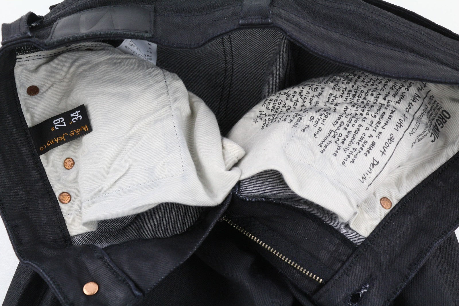 NUDIE JEANS Skinny Lin vyriški džinsai W29/L34 juodi su juodai dengta ekologiška medvilne 