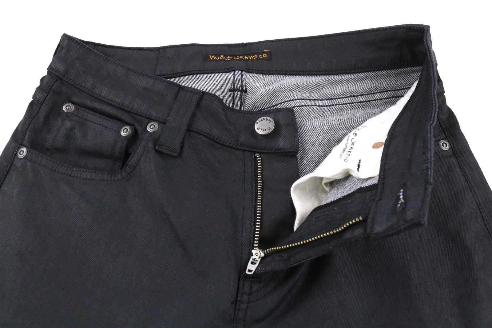 NUDIE JEANS Skinny Lin vyriški džinsai W29/L34 juodi su juodai dengta ekologiška medvilne 