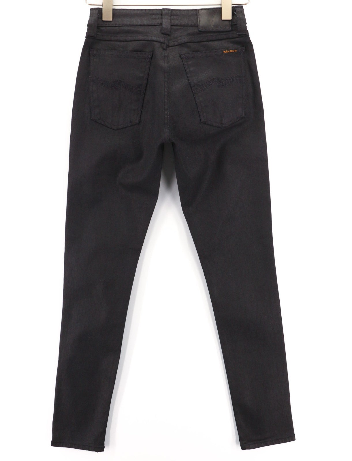 NUDIE JEANS Skinny Lin vyriški džinsai W28/L32 juodi su juodu dengtu organiniu džinsu 