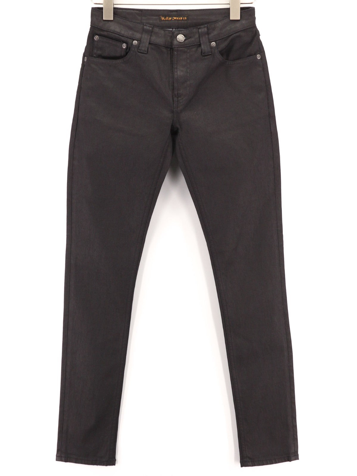 NUDIE JEANS Skinny Lin vyriški džinsai W28/L32 juodi su juodu dengtu medvilniniu užtrauktuku 