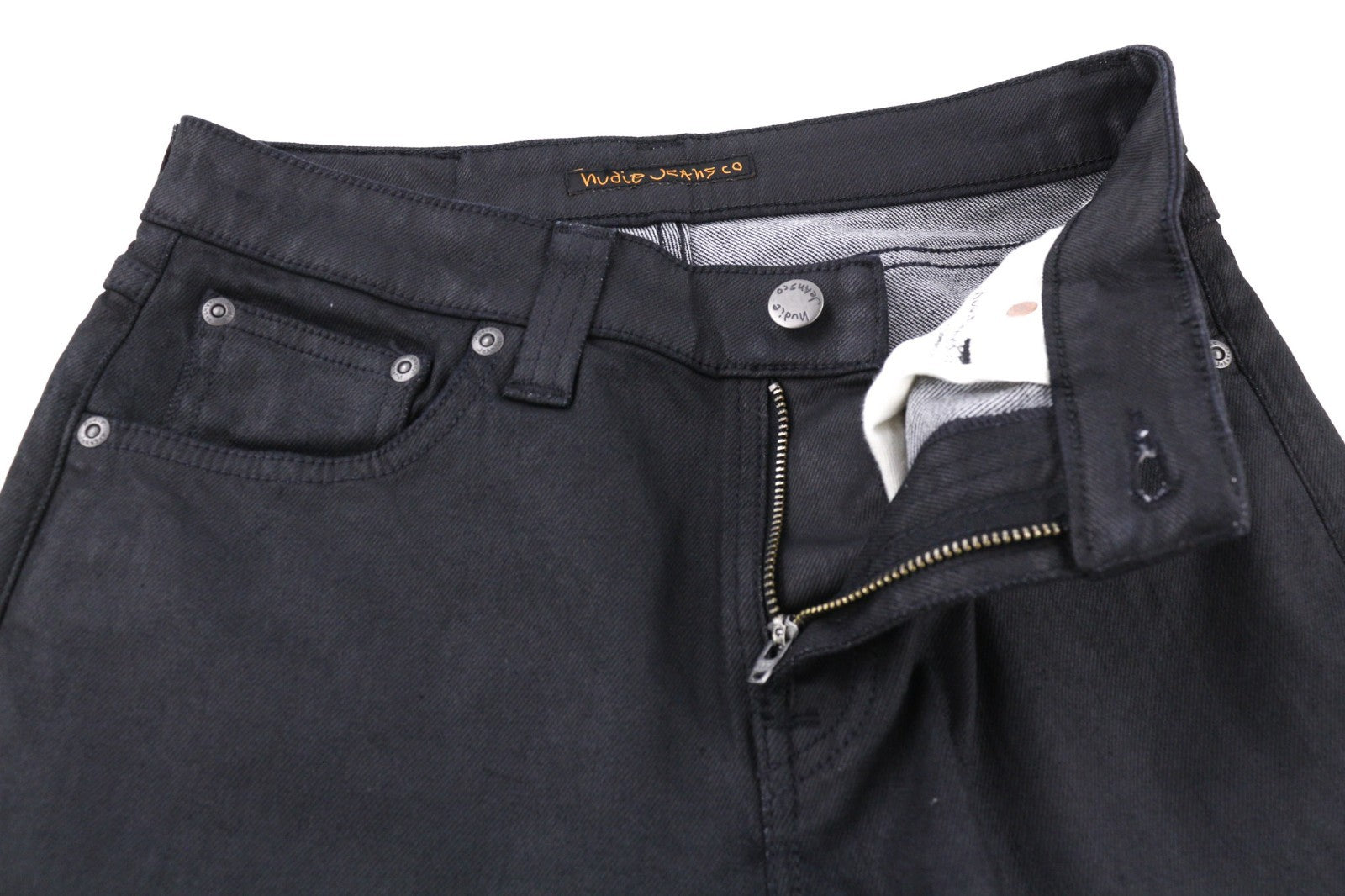 NUDIE JEANS Skinny Lin vyriški džinsai W28/L32 juodi su juodu dengtu medvilniniu užtrauktuku 