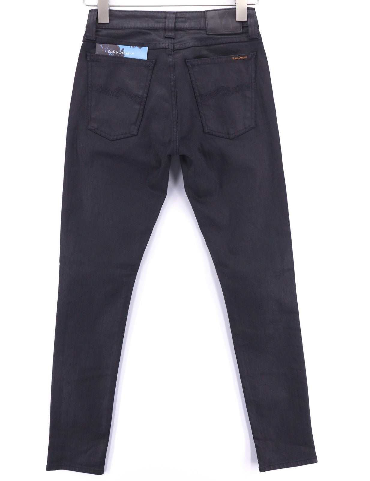 NUDIE JEANS Skinny Lin vyriški džinsai W28/L32 juodi su juodai dengta ekologiška medvilne 