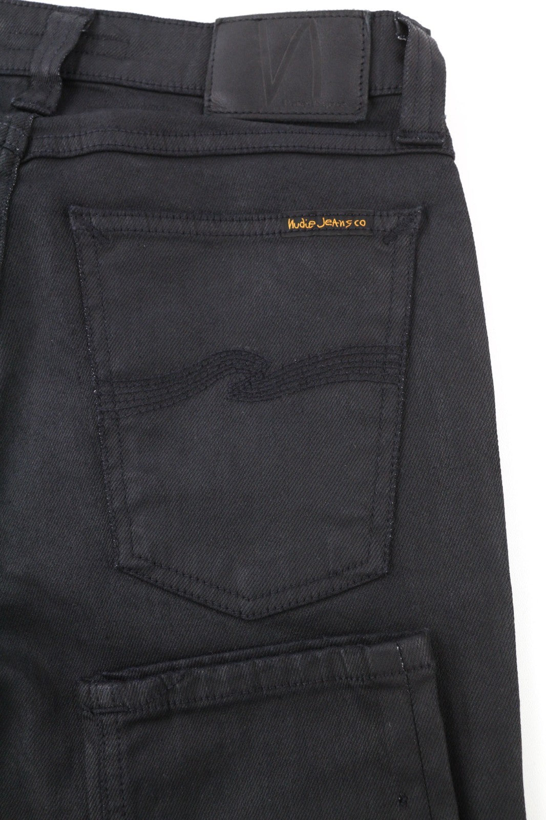 NUDIE JEANS Skinny Lin vyriški džinsai W28/L32 juodi su juodai dengta ekologiška medvilne 