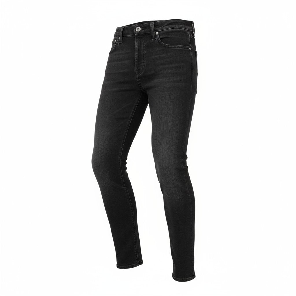 NUDIE JEANS Skinny Lin vyriški džinsai W29/L32 juodi su įprastu skalbtu džinsu, tamsus logotipas 