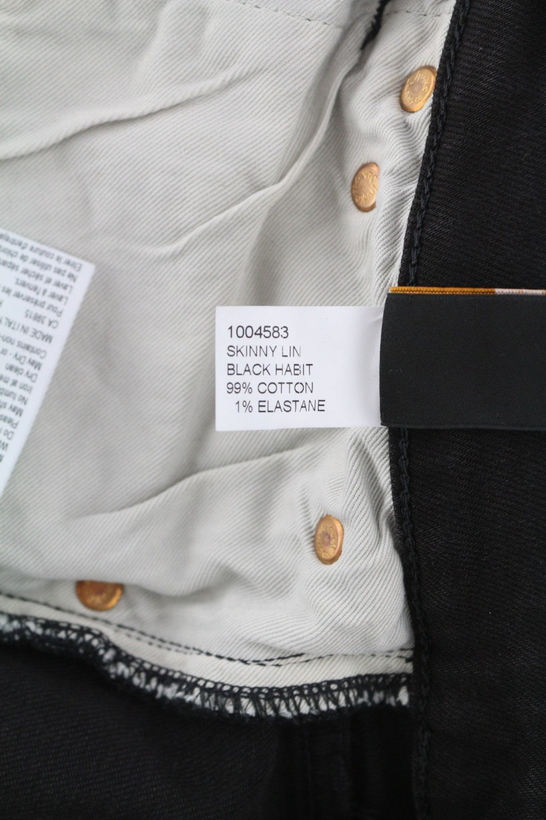 NUDIE JEANS Skinny Lin vyriški džinsai W29/L32 juodi su įprastu skalbtu džinsu, tamsus logotipas 