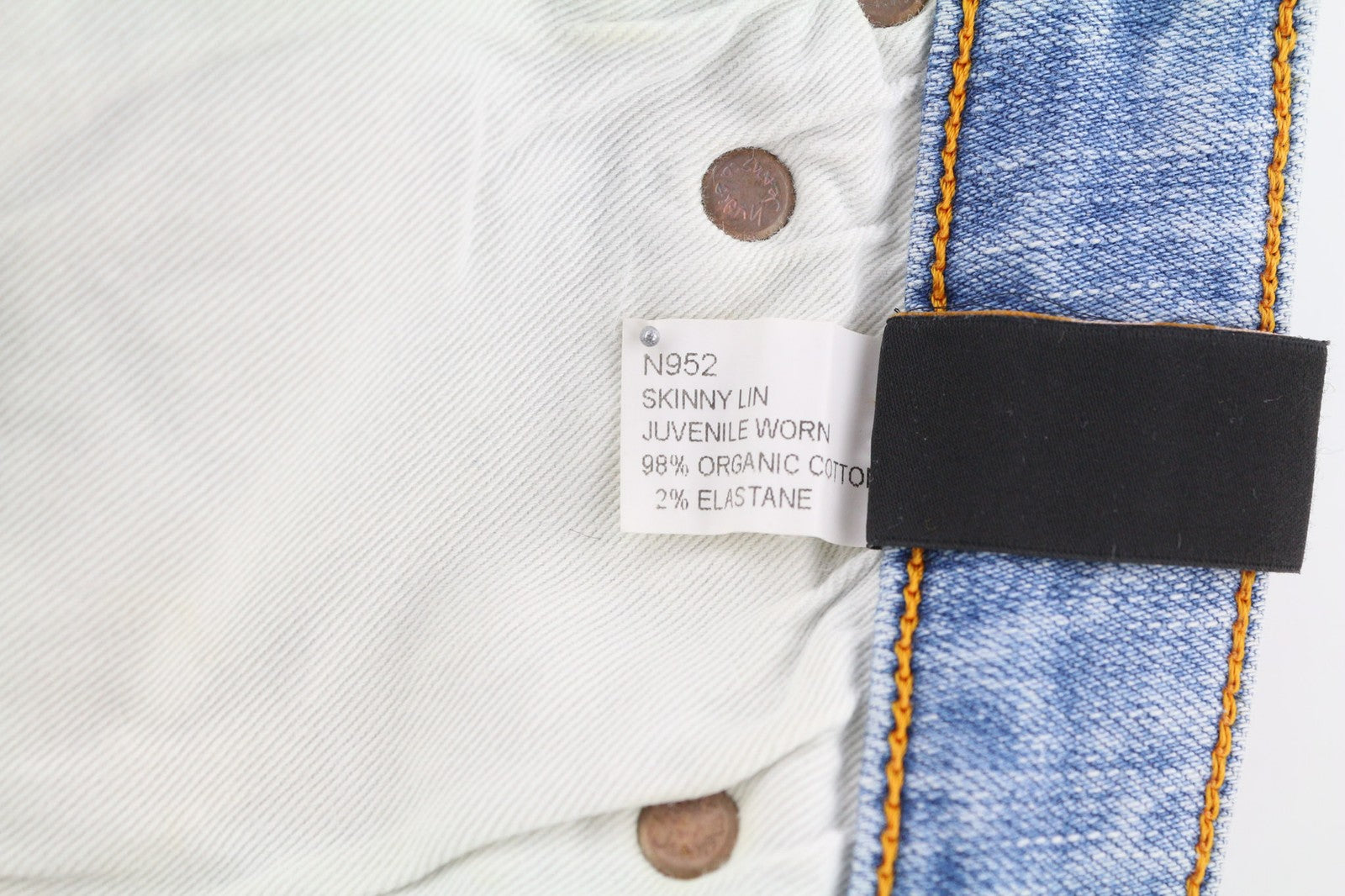 NUDIE JEANS Skinny Lin vyriški džinsai W28/L34 Jaunatviški dėvėti skalbtos ekologiškos medvilnės džinsai 