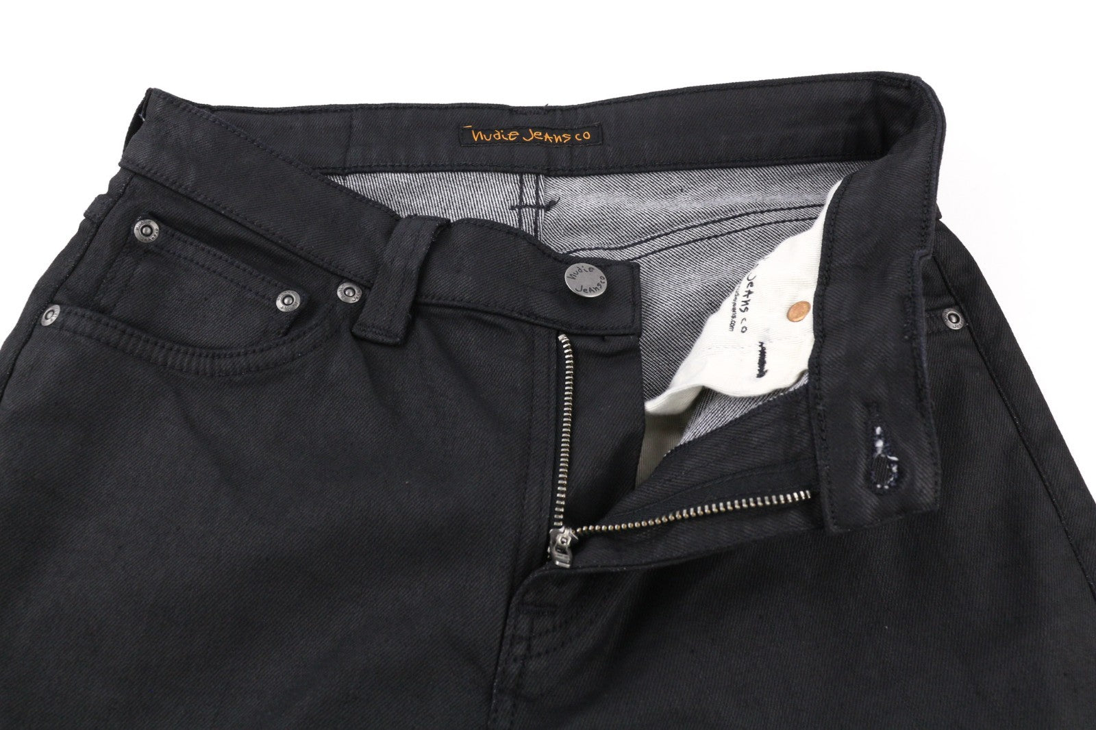 NUDIE JEANS vyriški aptempti džinsai W29/L34 juodi su juodu dengtu organiniu džinsu 