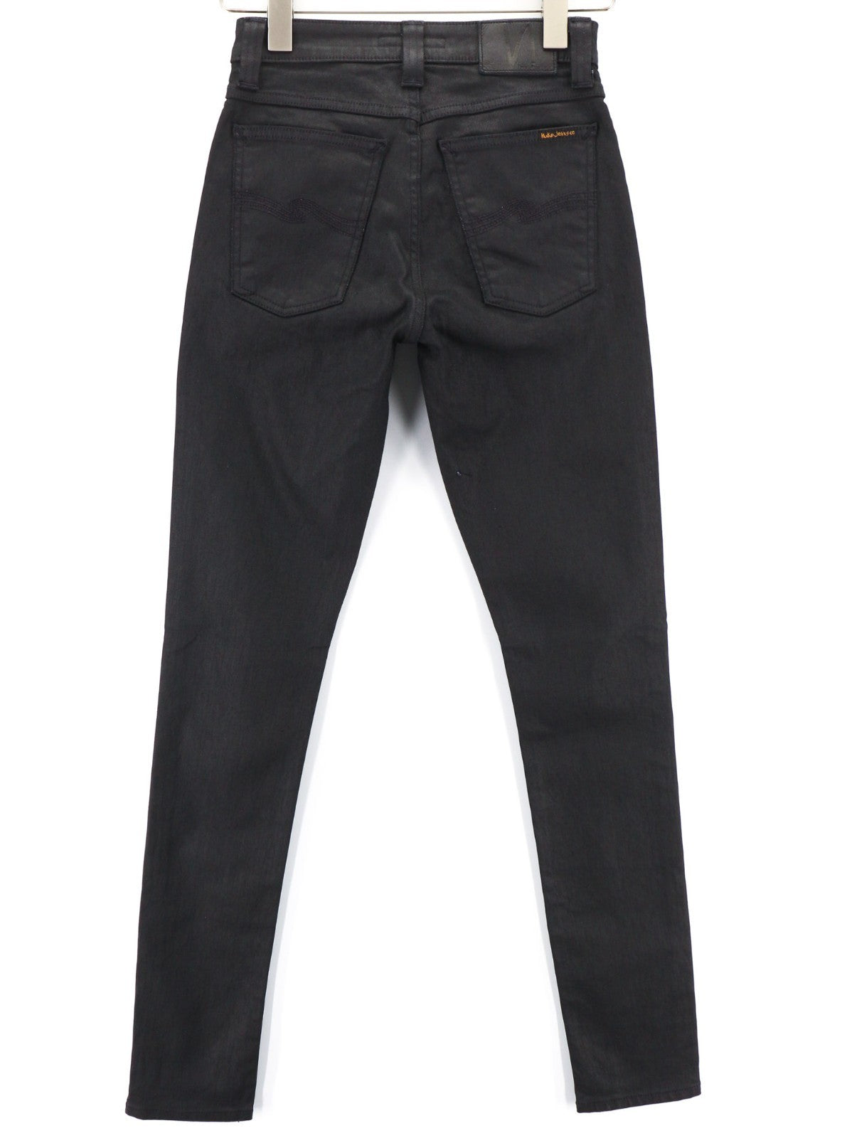 NUDIE JEANS Skinny Lin Women's Jeans W27/L34 Black In Black Coated Organic