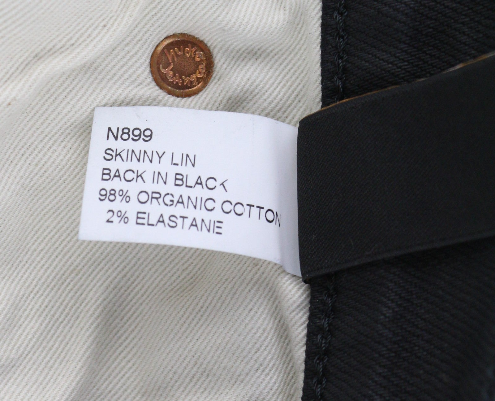 NUDIE JEANS Skinny Lin vyriški džinsai W29/L32 juodi su juodai dengta ekologiška medvilne 