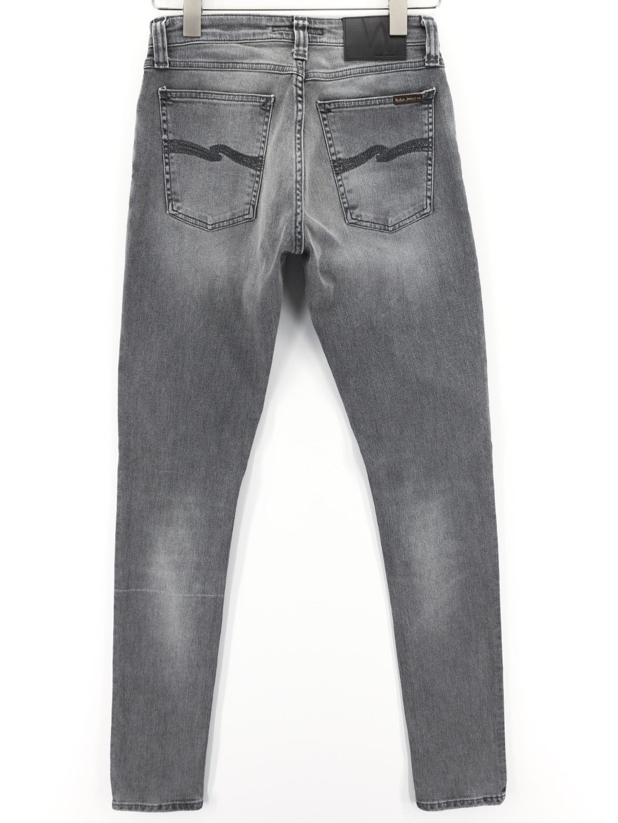 NUDIE JEANS Skinny Lin vyriški džinsai W28/L34 Grey Wolf Washed Stretch Denim Logo 