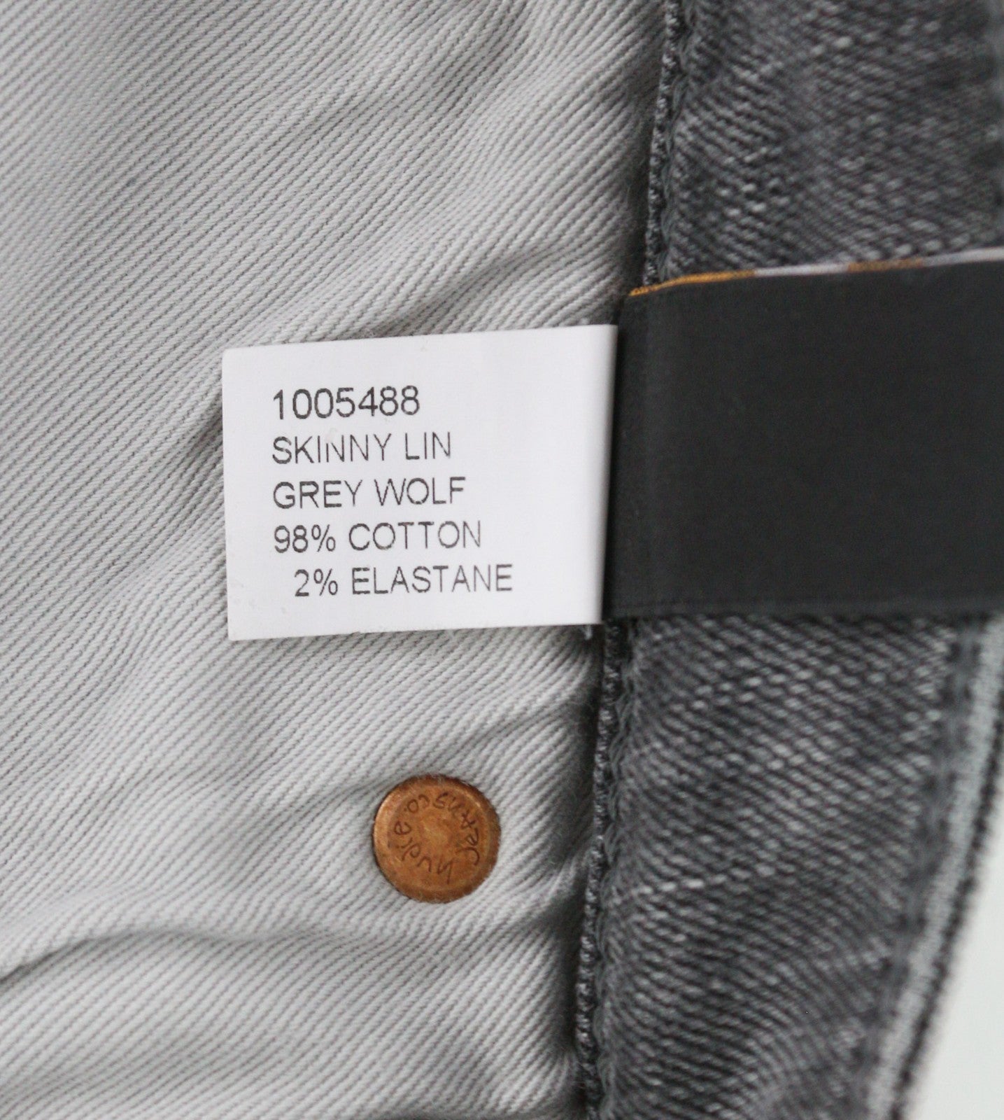 NUDIE JEANS Skinny Lin vyriški džinsai W28/L34 Grey Wolf Washed Stretch Denim Logo 