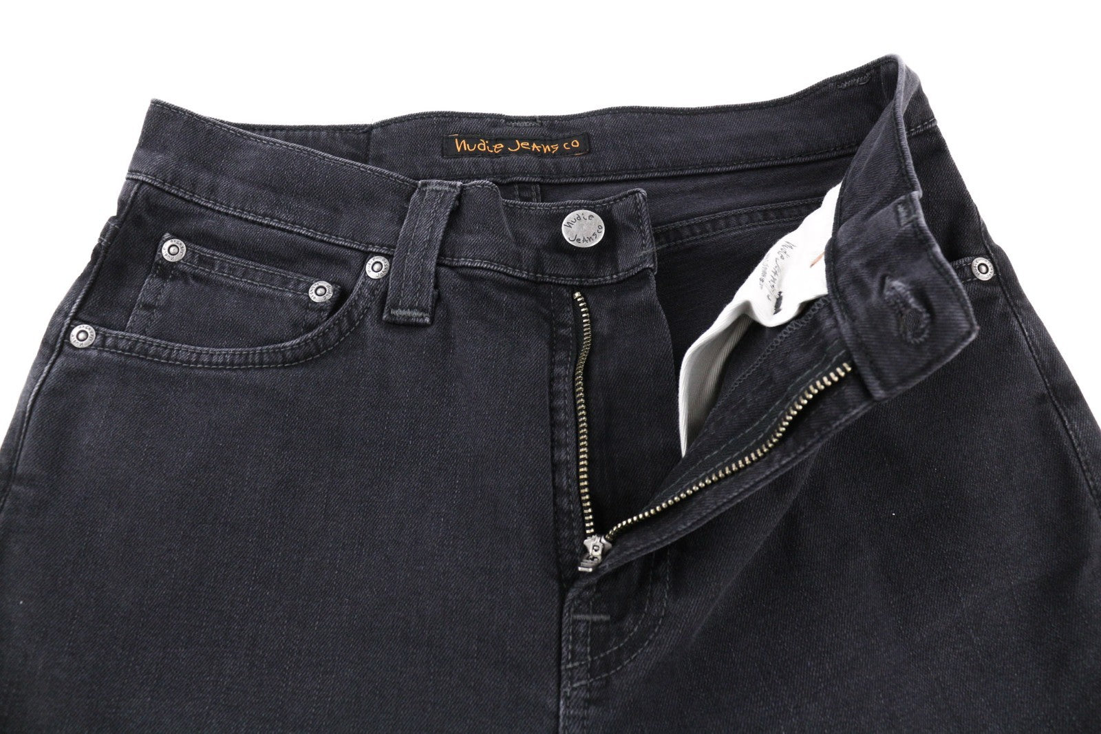 NUDIE JEANS Pipe Led vyriški džinsai W28/L34 Monolith Skinny Fit su tampriu užtrauktuku, tamsiai mėlyni 