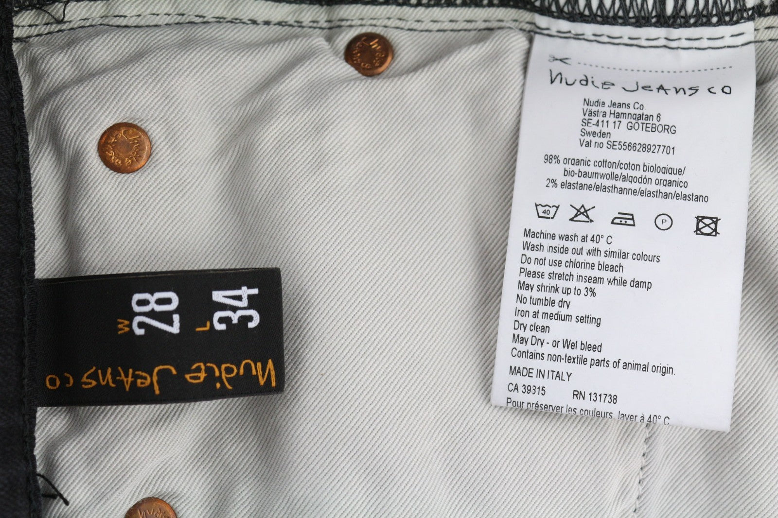 NUDIE JEANS Pipe Led vyriški džinsai W28/L34 Monolith Skinny Fit su tampriu užtrauktuku, tamsiai mėlyni 