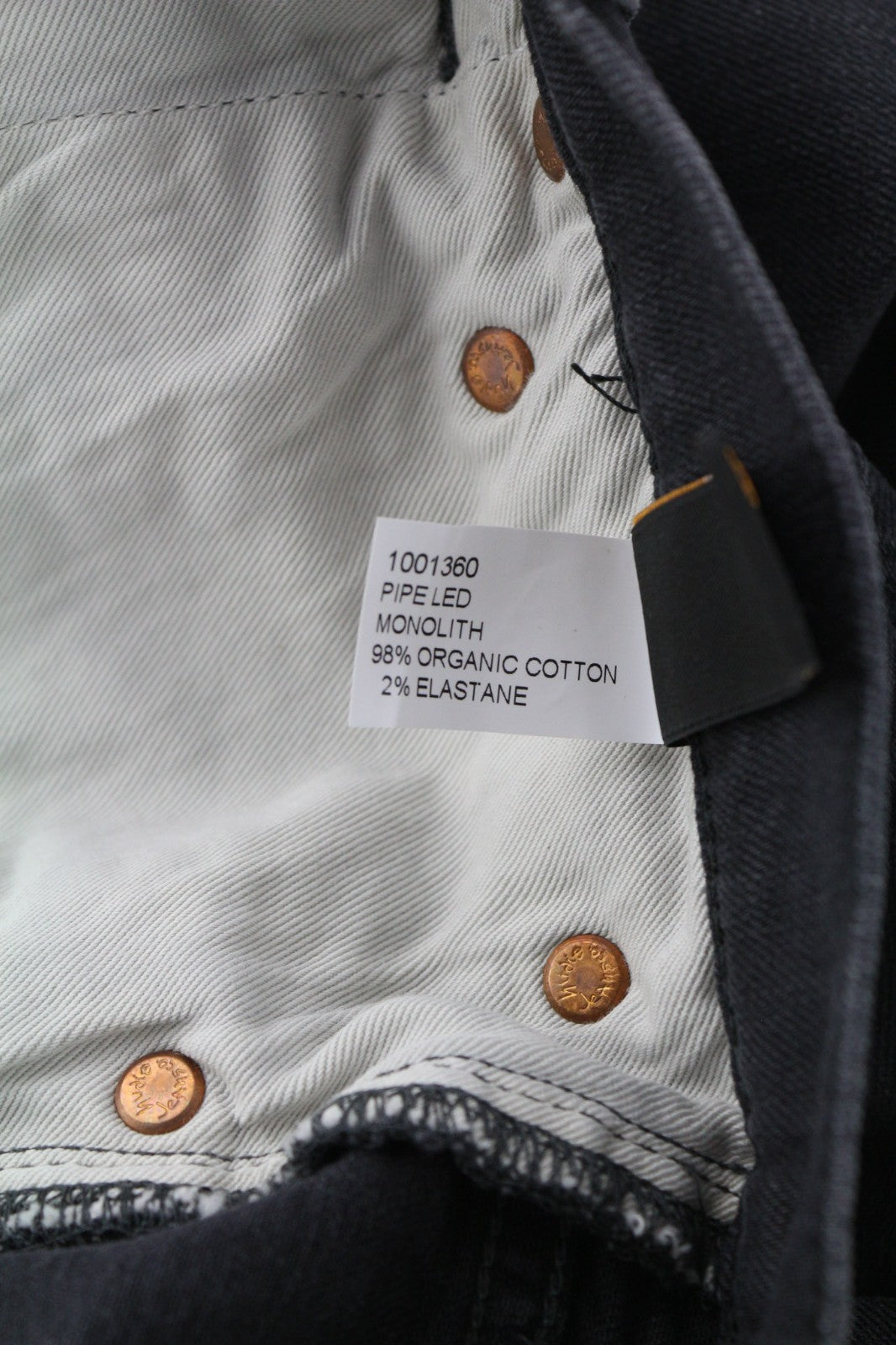 NUDIE JEANS Pipe Led vyriški džinsai W28/L34 Monolith Skinny Fit su tampriu užtrauktuku, tamsiai mėlyni 