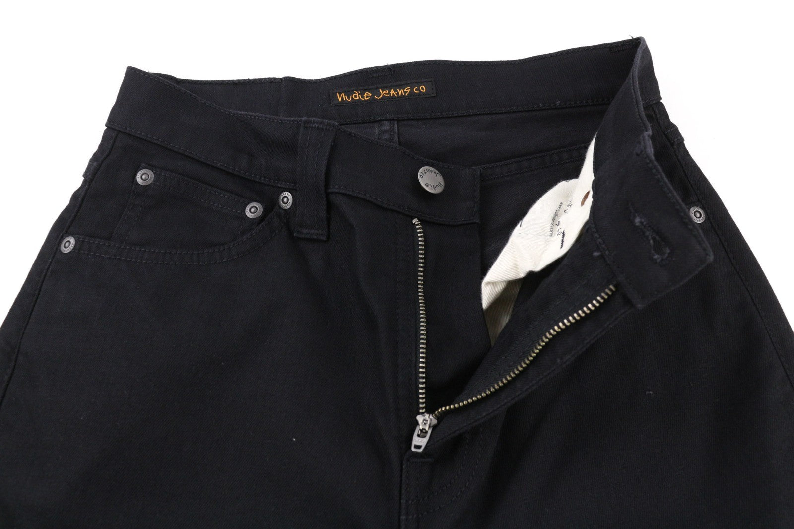 NUDIE JEANS Pipe Led Clean Slate vyriški džinsai W28/L32 Slim Zip Fly juodi džinsai 