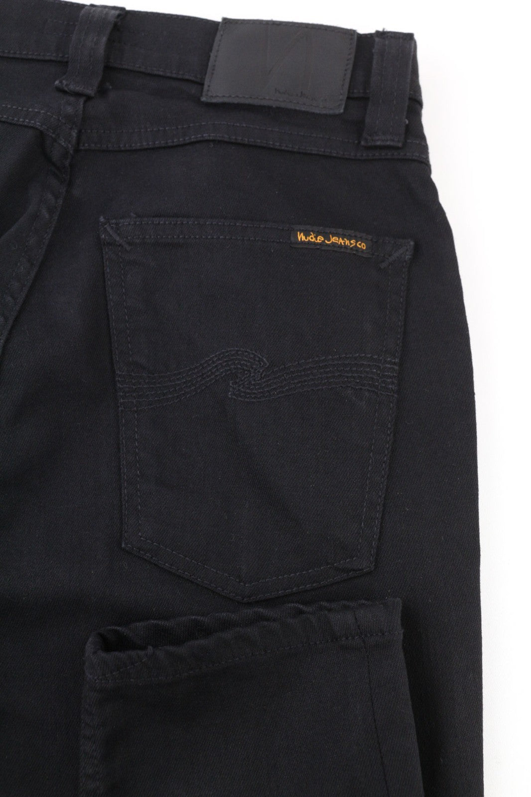 NUDIE JEANS Pipe Led Clean Slate vyriški džinsai W28/L32 Slim Zip Fly juodi džinsai 