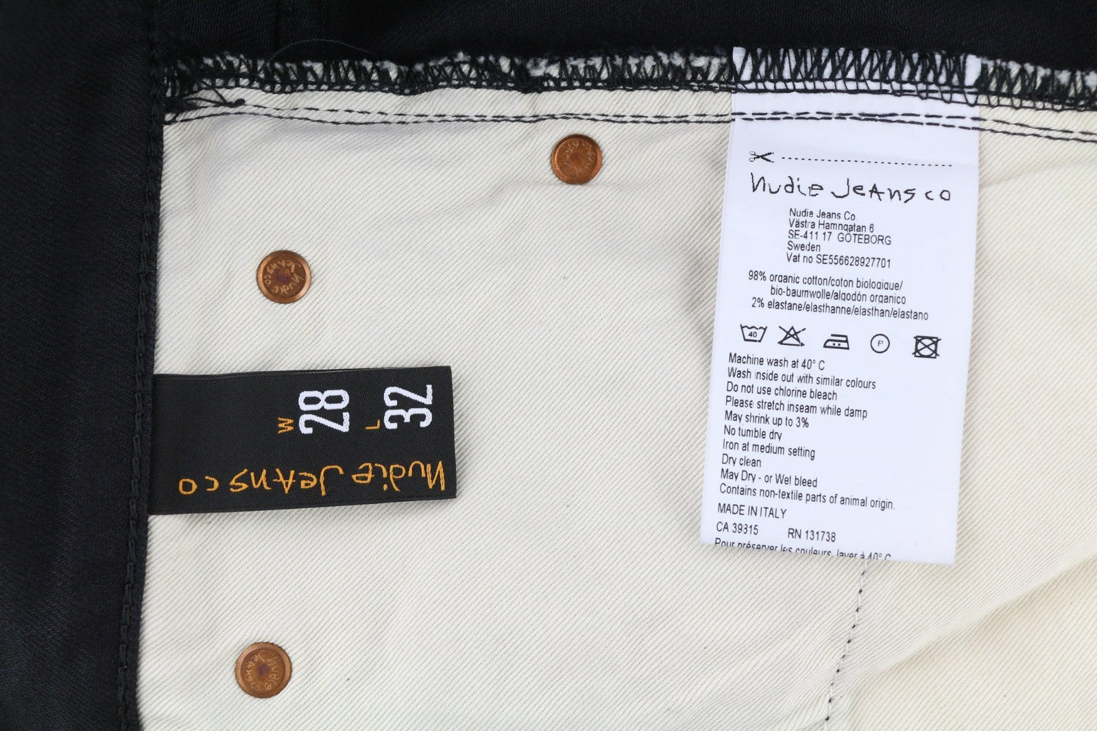 NUDIE JEANS Pipe Led Clean Slate vyriški džinsai W28/L32 Slim Zip Fly juodi džinsai 