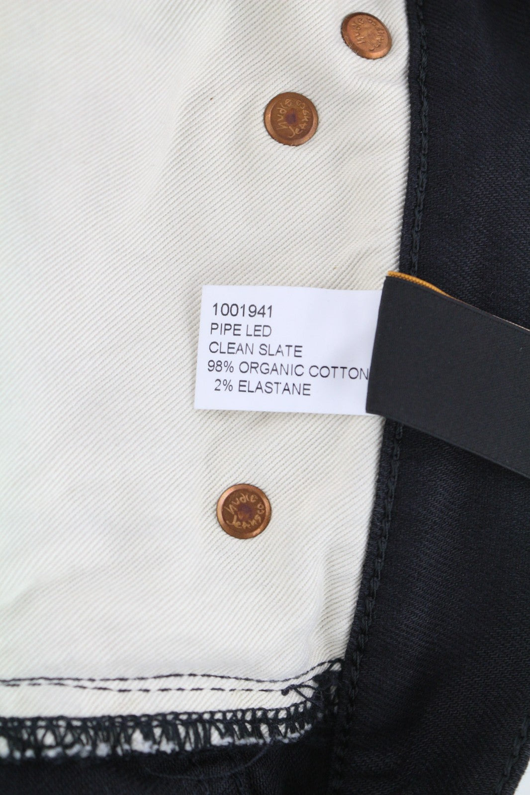 NUDIE JEANS Pipe Led Clean Slate vyriški džinsai W28/L32 Slim Zip Fly juodi džinsai 