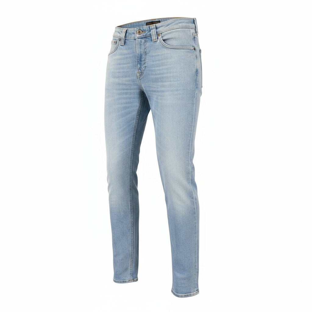 NUDIE JEANS Skinny Lin šviesiai oranžiniai vyriški džinsai W28/L34 organinės medvilnės užtrauktuku 