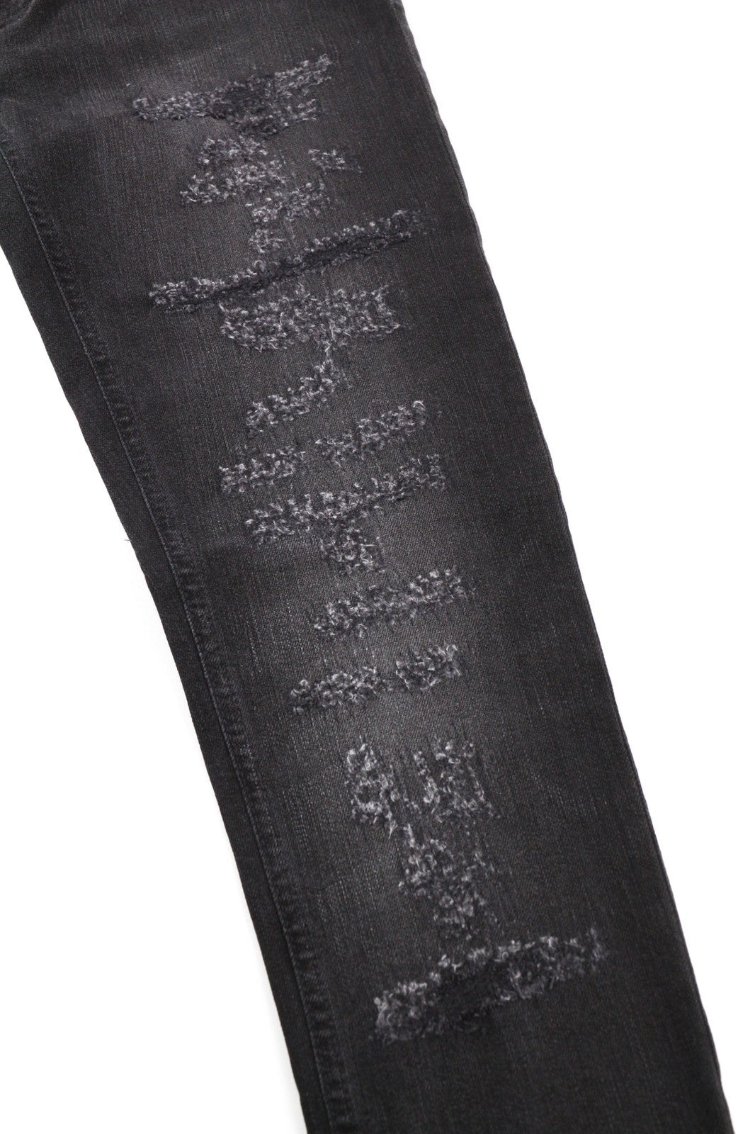 NUDIE JEANS Skinny Lin dėvėti juodi vyriški džinsai W29/L32 su apgadintais ūsais ir užtrauktuku 