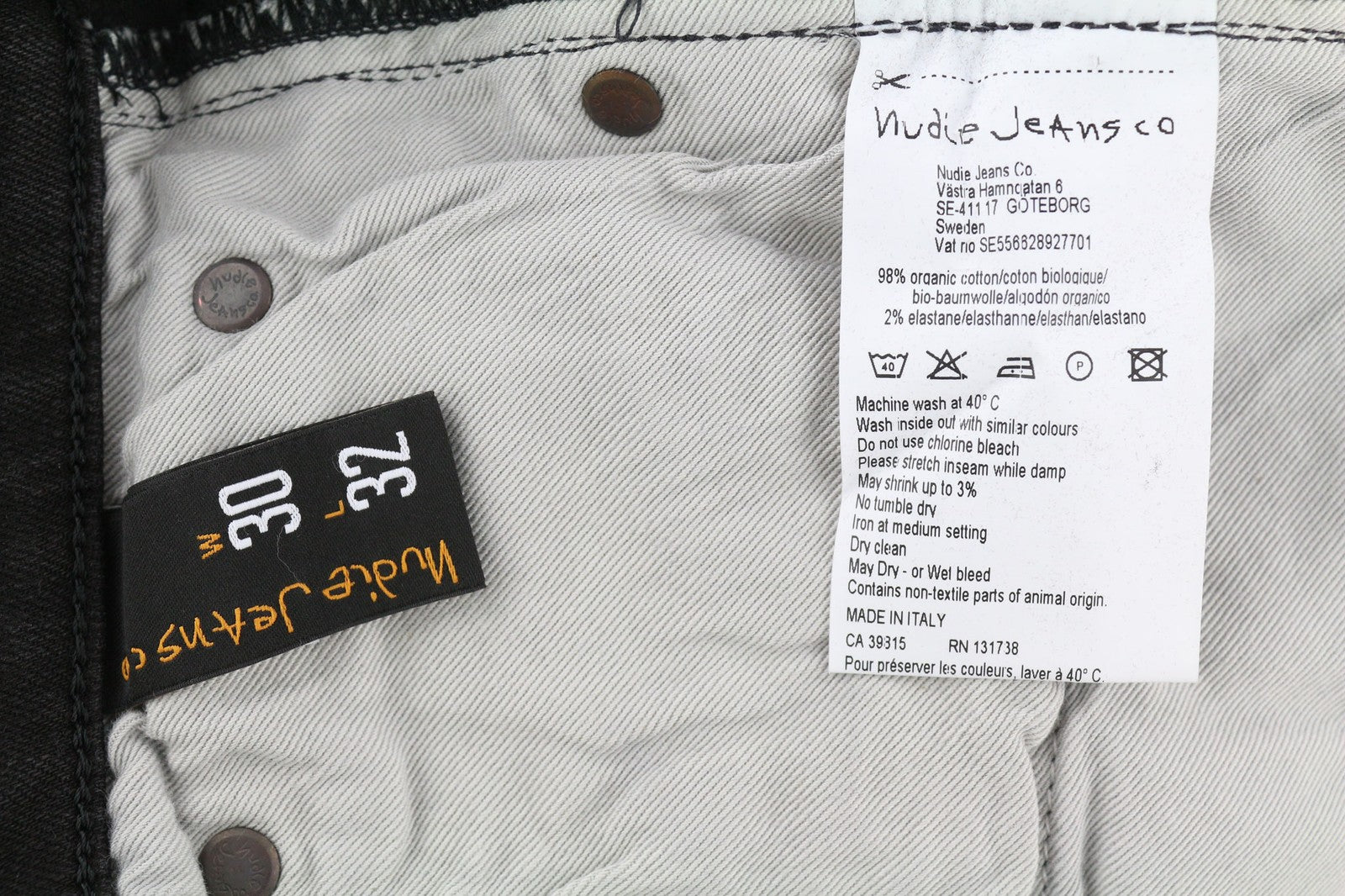 NUDIE JEANS Skinny Lin dėvėti juodi vyriški džinsai W30/L32 su kišenėmis, išblukę, dirbtinio apipavidalinimo 