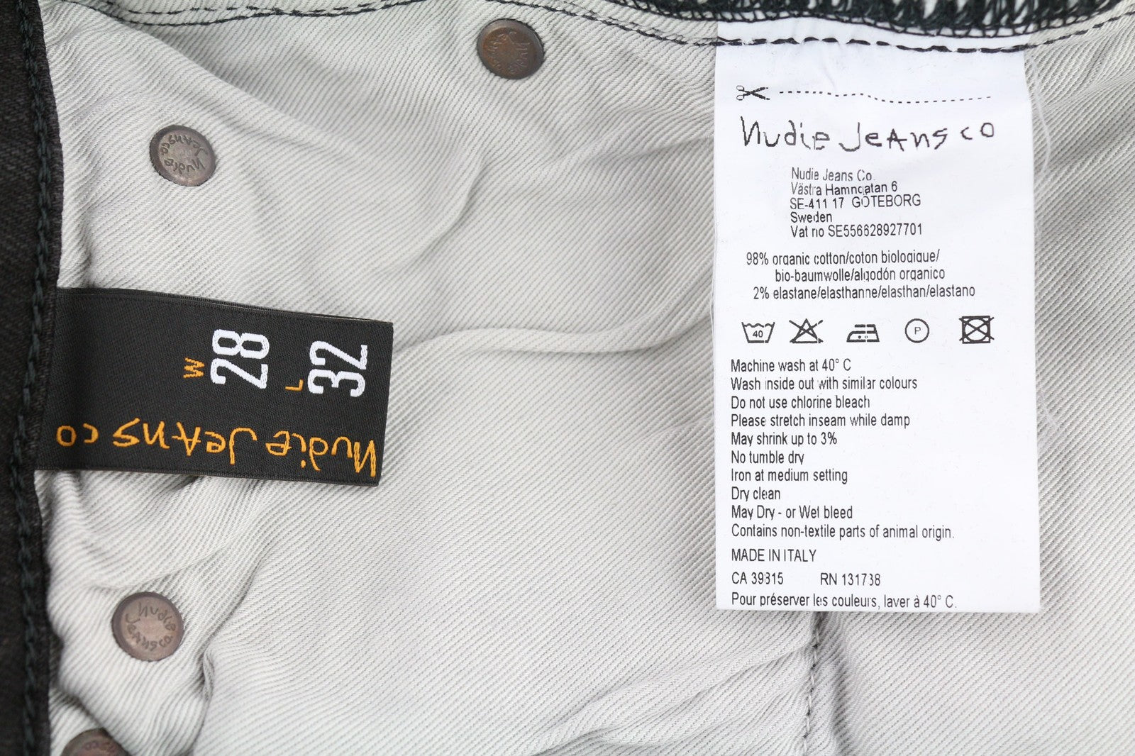 NUDIE JEANS Skinny Lin dėvėti juodi vyriški džinsai W28/L32 medvilninis subraižytas džinsas 