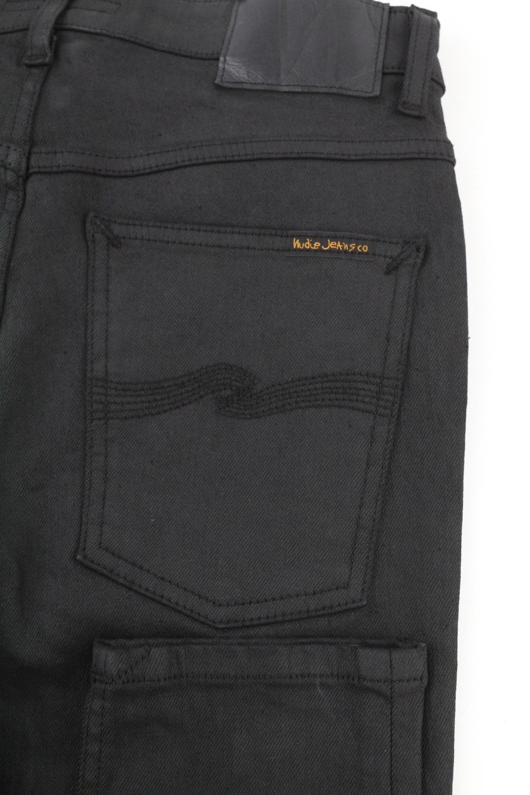 NUDIE JEANS Vyriški Aukštakulniai Tilde Painted Black Džinsai W29/L34 Aptempti Džinsai su Išblukusiu Užtrauktuku 