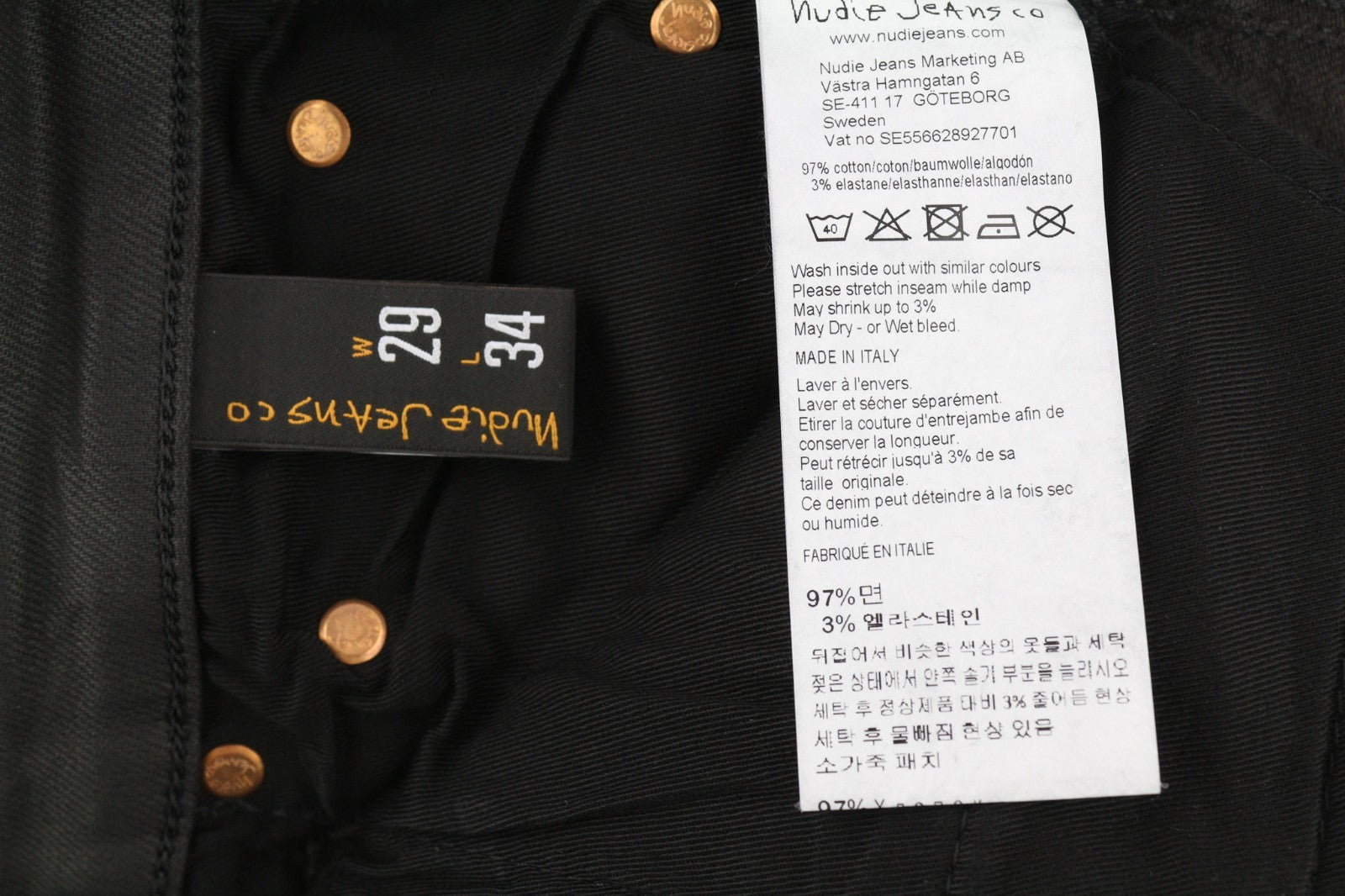 NUDIE JEANS Vyriški Aukštakulniai Tilde Painted Black Džinsai W29/L34 Aptempti Džinsai su Išblukusiu Užtrauktuku 