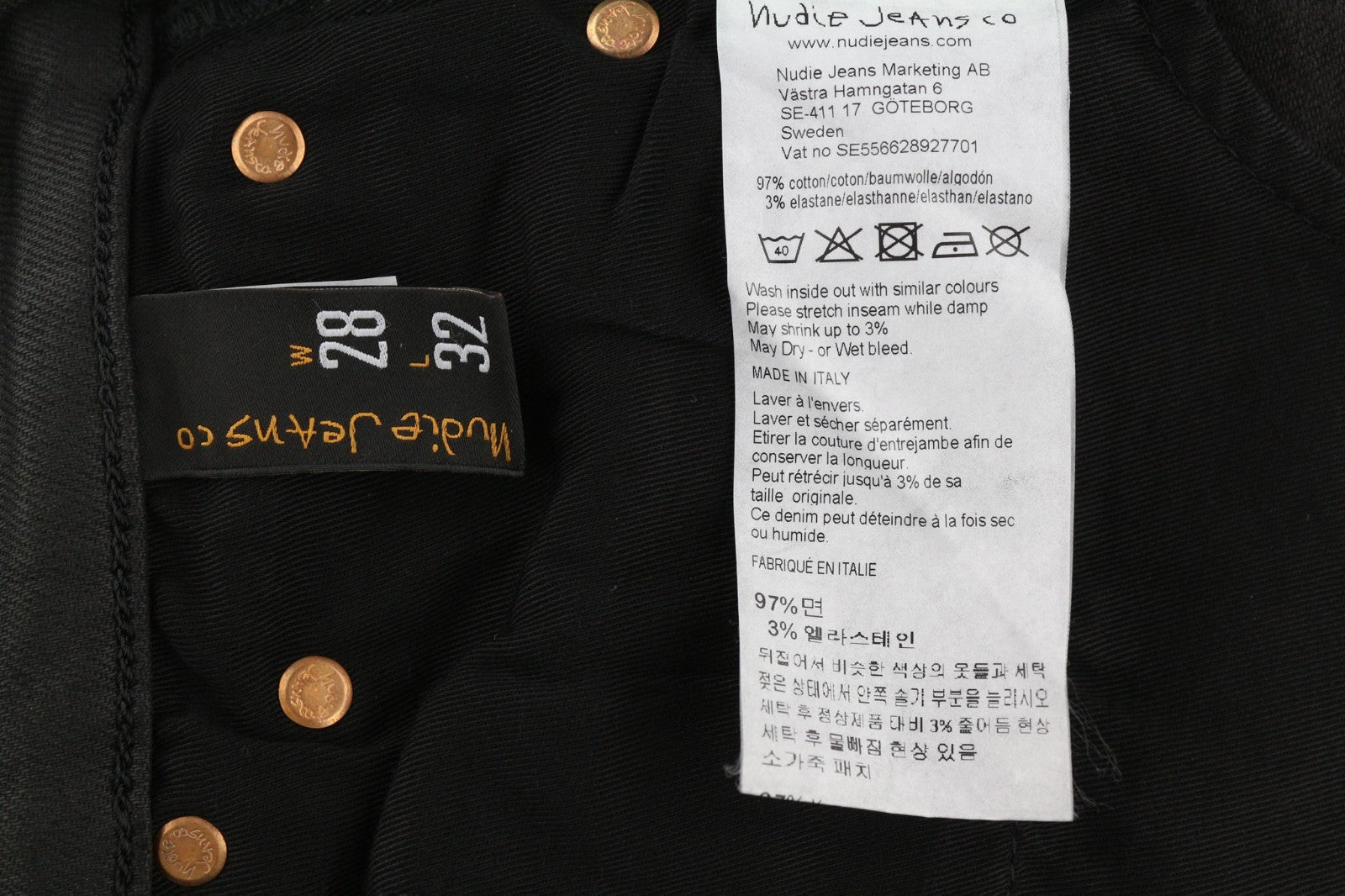 NUDIE JEANS Aukštakulniai „Tilde Painted Black“ vyriški džinsai W28/L32 Skinny Fit Denim 